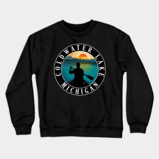 Coldwater Lake Canoeing Michigan Sunset Crewneck Sweatshirt